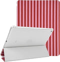 Lovmooful Compatible for iPad 5/6 (9.7-Inch,2018/2017 Model,6th/5th Generation) Case with Pencil Holder Cute Striped with Aesthetic Design Soft TPU Trifold Stand Protective-Red
