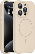 Miracase Magnetic for iPhone 15 Pro Case, [Soft Anti-Scratch Microfiber Lining], Magnetic for MagSafe, Liquid Silicone Shockproof Drop Protection Phone Case for 15 Pro, Sand