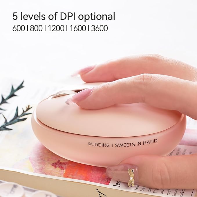 LOFREE Pudding Dual Mode Wireless Mouse with 5 Adjustable DPI Levels, Rechargeable, Office, for Windows, MacOS, iOS, Android, Compatible with PC, Mac, Laptop（Foundation）