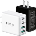 [2 Pack] USB C Wall Charger, 40W 4-Port USB C Charger Block,Fast Charging Block Dual Port PD+QC Wall Plug Multiport Type C Compatible with iPhone 14/13/12/11/Pro Max/XS/XR/Samsung S23/S22/S21/Tablet