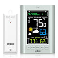 Weather Station Wireless Indoor Outdoor Thermometer， Inside Outside Temperature Humidity Monitor，with 330ft Range Sensor and Adjustable Backlight (Grey)