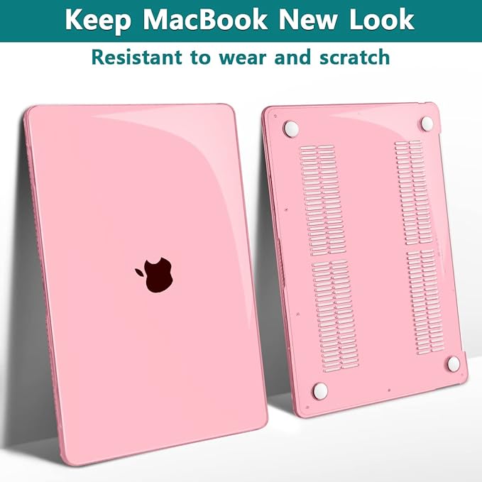 Teryeefi Compatible with MacBook Pro 13 inch Case 2022 2021 2020-2016 Release A2338 M1 M2 A2289 A2251 A2159 A1989 A1706 A1708, Plastic Hard Shell Case & Keyboard Cover & Screen Protector, Crystal Pink