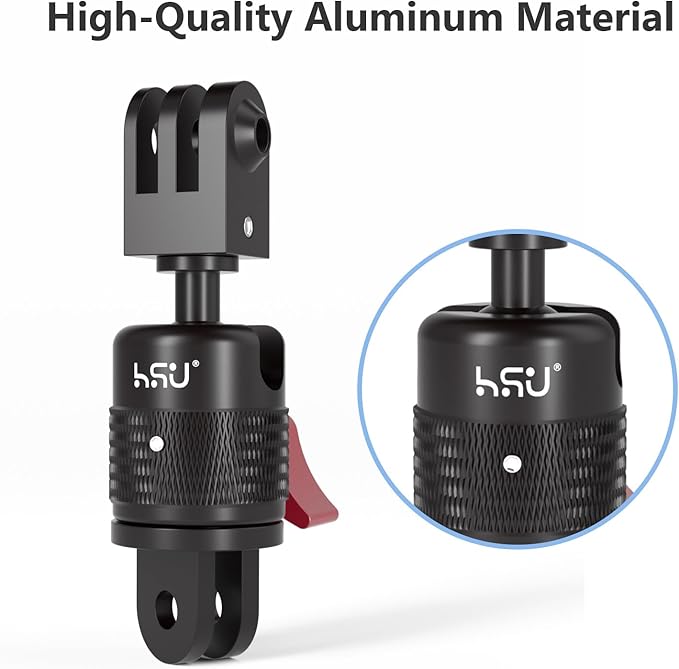 HSU 360 Degree Rotation Camera Mount, Aluminum Vertical Bracket Tripod Adapter Compatible with GoPro Hero 13/12/11/10/9/8/7/6/5 AKASO Campark DJI Osmo Action 4/3 and Other Action Cameras