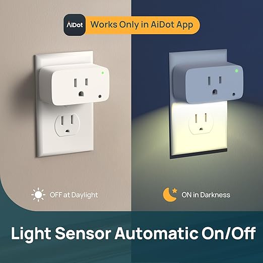 Linkind Matter Smart Plug 4 Pack, Night Lights Plug into Wall, Work with Alexa, Apple Home, Google, Timer Outlet 15A/1800W, ETL Certified, 2.4G WiFi, Dusk to Dawn 2700K, for Hallway, Bathroom, Kids