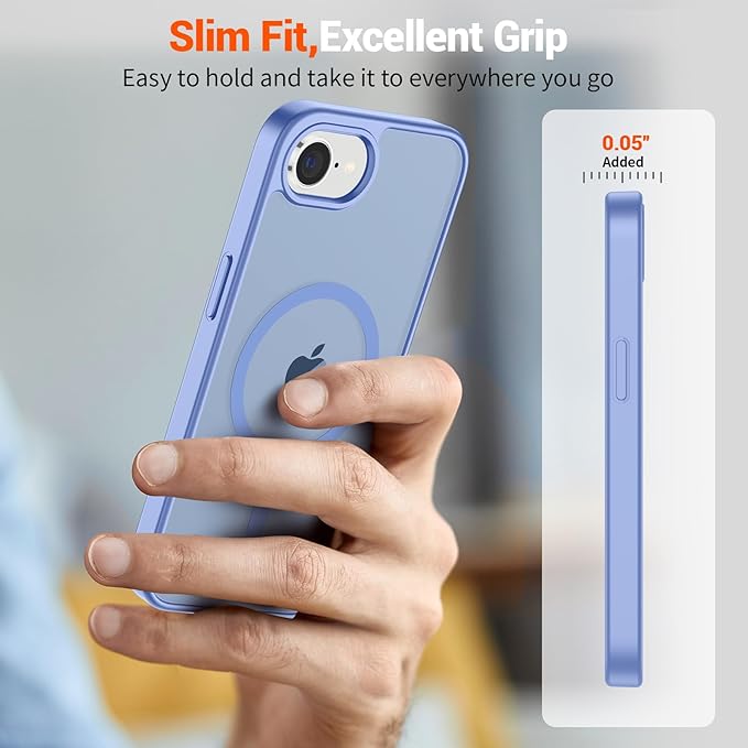 SUPFINE Magnetic for iPhone 17e Case/iPhone 16e Case (Compatible with MagSafe)(Military Grade Drop Protection) Translucent Matte with Anti-Fingerprint Phone Case,Blue Purple