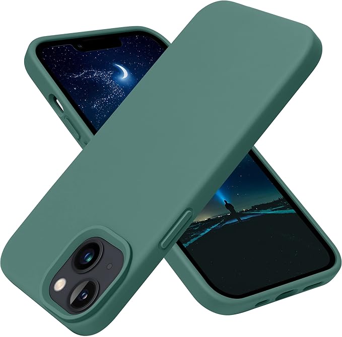 OTOFLY Designed for iPhone 13 Case, Silicone Shockproof Slim Thin Phone Case for iPhone 13 6.1 inch Midnight Green