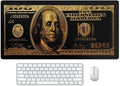 Black Money Rectangle Mouse Pad Non Slip Rubber Base Cool Funny US Dollar Full Desk Mouse Pad 100 Dollar Bills Gaming Keyboard and Mouse Pad for Laptop Computer Office Home Desk 31.5“x15.7