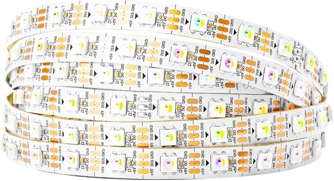 BTF-LIGHTING RGBW RGB+Natural White SK6812 (Similar WS2812B) 4 Colors in 1 LED Strip Individually Addressable 16.4ft 60Pixel/m 300LED Light Dream Color IP30 DC5V White PCB (No Adapter or Controller)