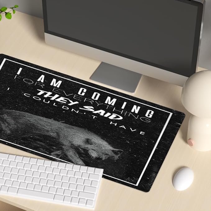 Inspirational Quote Mouse Pad for Guys,Black Large Mouse Pad for Mens Lion Animal Keyboard Pad Extended Gaming Pad for Desk Non-Slip Rubber Base Gaming Mouse Mat for Office Home 31.5"x15.7"