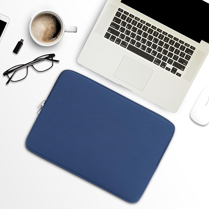 RAINYEAR Laptop Sleeve Case Compatible with 13.3 Inch Notebook Computer Tablet Chromebook 14" MacBook Pro/Max M1 M2 M3 M4 M5 Soft Cover Protective Case Carrying Bag (Navy Blue, Upgraded Version)