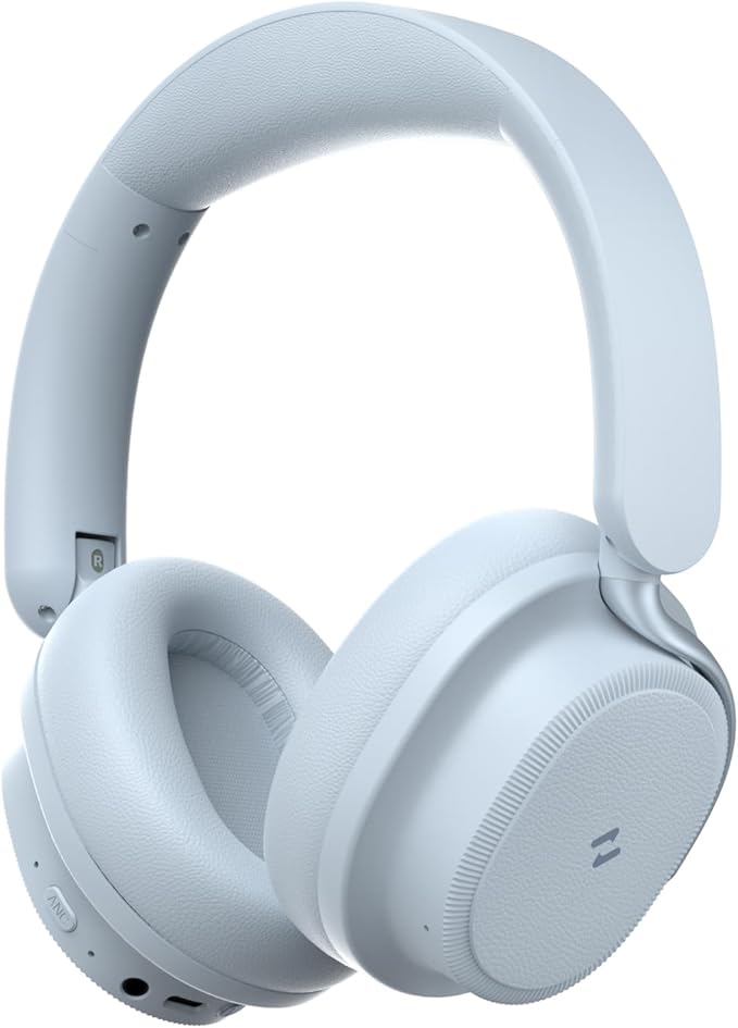 havit Noise Cancelling Headphones Over Ear, Wireless Bluetooth Headphones with 132H Playtime, Fast Charge 5 Min=5H, Foldable, Dual Device, with Mic for Travel Work Office, Blue