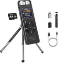 64GB Digital Voice Activated Recorder for Lectures&Meetings,Phone Connected via OTG,4640 Hours Audio Recorder with Tripod Stand,Recording Device with Playback,MP3 Player,Password,Variable Speed