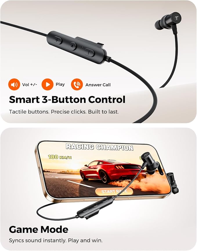 Truefree Wireless Earbuds, HD-100 Bluetooth 6.0 Sport Earphones, Magnetic Wireless Headphones, 11mm Driver Spatial Audio, IP67 Waterproof, 20H Playtime, AI Enhanced Calls, App Control, Dual Connection