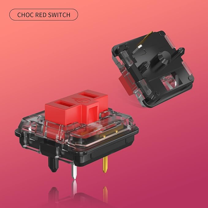 KAILH Official Store Low Profile Switch 1350 Chocolate Mechanical Keyboard Switch RGB SMD Clicky (30, Choc Red)