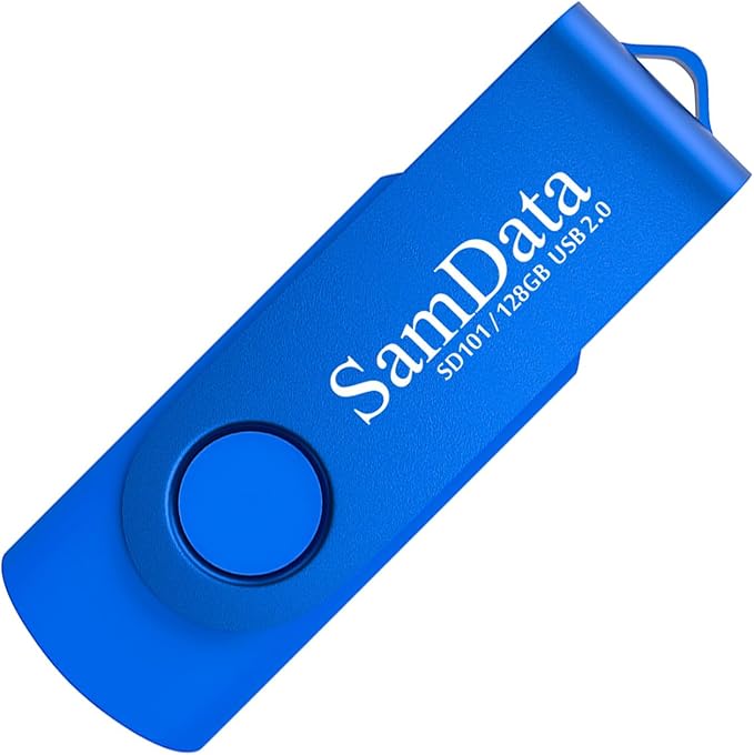 SamData 128GB USB Flash Drives 1 Pack 128GB Thumb Drives Memory Stick Jump Drive with LED Light for Storage and Backup (1 Pack Blue)
