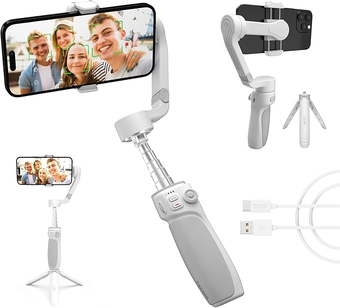 ZHIYUN Smooth Q4 Gimbal Stabilizer, 3-Axis Smartphone Phone Gimbal, Built-in Extension Rod, Foldable and Portable, Android and iPhone Gimbal, Vlogging, TikTok YouTube Video