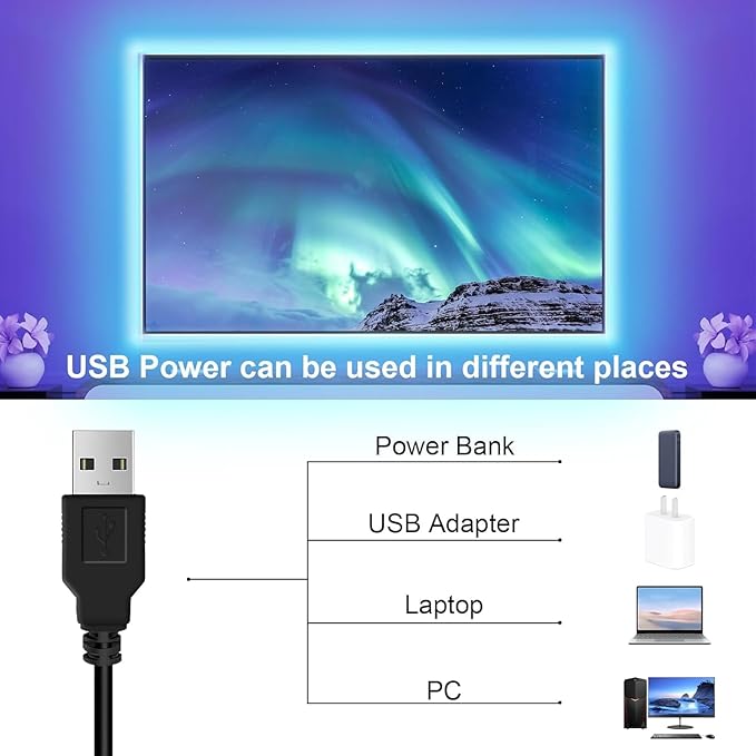 REEMEER LED Lights for TV 16.4ft LED Light for 45-75 Inch TVs RGB Lights Backlight Behind Music Sync Bluetooth APP and Remote Control TV LEDs Strip USB Powered for Bedroom/Gaming