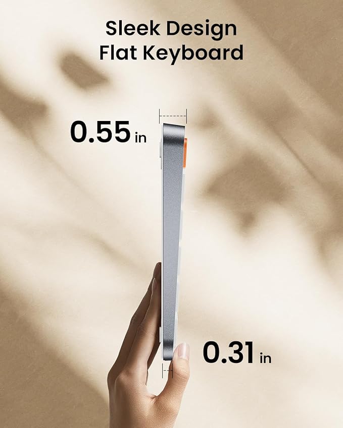 ProtoArc Bluetooth Keyboard for iPad, K90-A Backlit Compact Wireless Keyboard for Mac, Multi-Device, Low Profile, Rechargeable, Compatible with MacBook Pro/Air/Neo, Not for Windows - White Silver