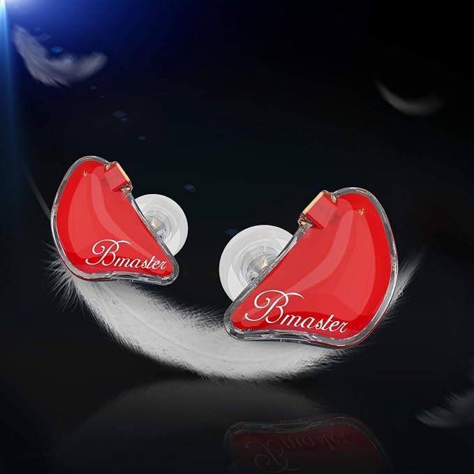 BASN Bmaster in Ear Monitor Musician Headphones Triple Drivers Dynamic Earbuds Sound Isolating Earphones with Two Detachable Audio & Mic Cables (Red)
