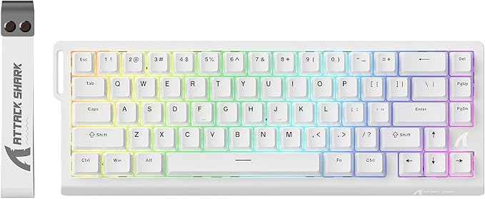 ATTACK SHARK X68 HE Rapid Trigger Mechanical Gaming Keyboard 60% Wired TKL with Adjustable Actuation,Hall Effect Magnetic Switch,8KHz Polling Rate,RGB Backlit,Top Mount for PC Mac Esport Gamer(White)