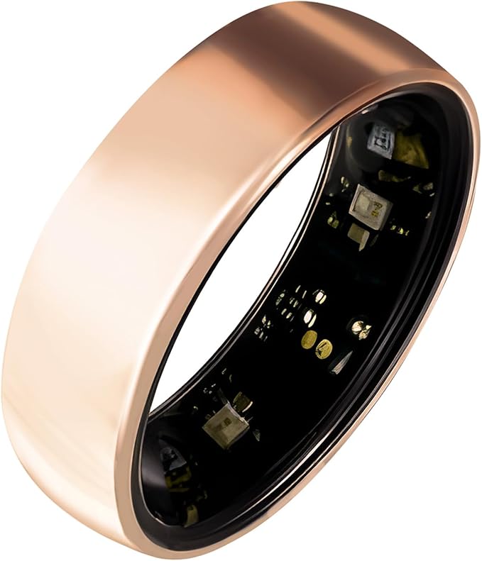 Smart Ring Titanium Fitness Sleep Tracker Health Monitoring Blood Pressure Blood Oxygen for iPhone and Android 7 Days Batterty Life (Rose Gold, 10) Full Charge First Use