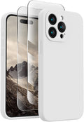 FireNova Designed for iPhone 15 Pro Case, Silicone Upgraded [Camera Protection] Phone Case, Soft Anti-Scratch Microfiber Lining Inside, 6.1 inch, White