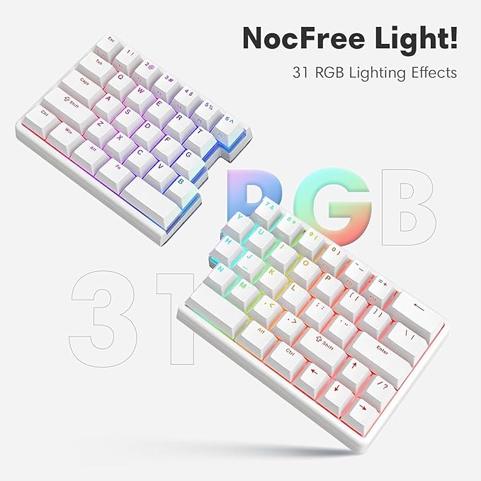 Lite: Wireless Ergonomic Split Mechanical Keyboard with Poron Foam RGB Palm Rest, Hot Swappable, Compact 60% Layout, PBT Keycaps Programmable for Mac & Windows(Silent, New Premium Version)