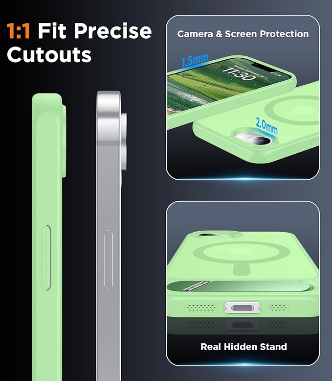 Magnetic Compatible with iPhone 16E Case, [Built-in Invisible Kickstand][Compatible with MagSafe][Military Grade Shockproof] Slim Translucent Matte Case for iPhone 16E 6.1" 2025