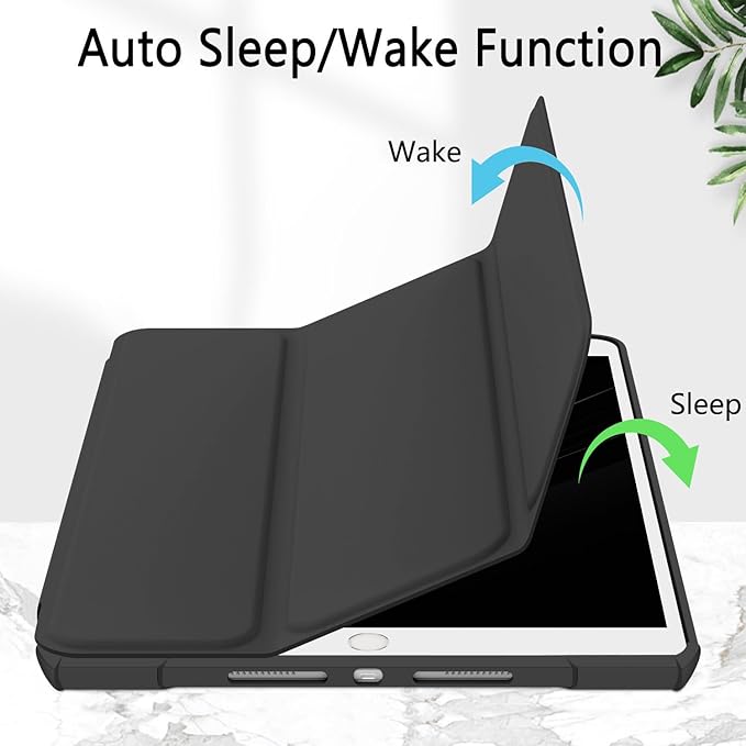 Case Compatible with iPad Air 3rd Generation, iPad Pro 10.5 inch 2017 Case with Pencil Holder, Stand Clear Back Cover for Air 3rd Gen 10.5" 2019, Auto Sleep/Wake, Black