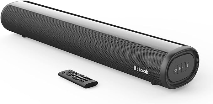 LITTOAK Sound Bar for TV, BT 5.0 Soundbar, 50 Watt 16 Inch Soundbars for Home Audio, Gaming, Projectors, TV Speakers Supports HDMI ARC/Optical/RCA/USB/AUX in and Sub Out Connection, Wall Mountable