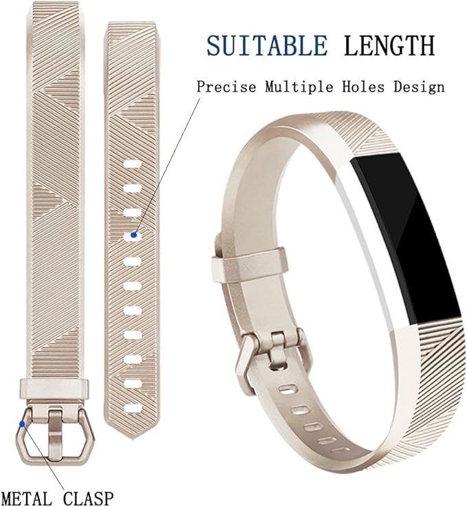 Tobfit 4 Pack Bands Compatible with Fitbit Alta/Alta HR Bands, Soft Sport Silicone Replacement Wristbands for Women Men (Small, Black/Champagne Gold/Rose Gold/Gray)