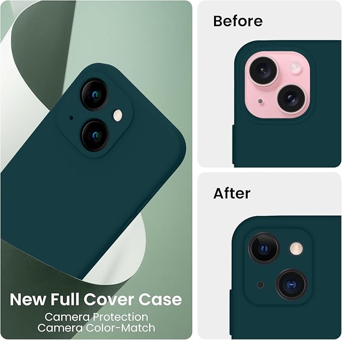 FireNova Designed for iPhone 15 Case, Silicone Upgraded [Camera Protection] Phone Case, Soft Anti-Scratch Microfiber Lining Inside, 6.1 inch, Teal