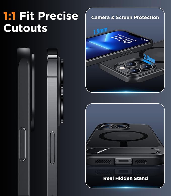 Magnetic Compatible with iPhone 13 Pro Max Case, [Built-in Invisible Kickstand][Compatible with MagSafe] [Military Grade Shockproof] Slim Translucent Matte Phone Case for iPhone 13 Pro Max 6.7"