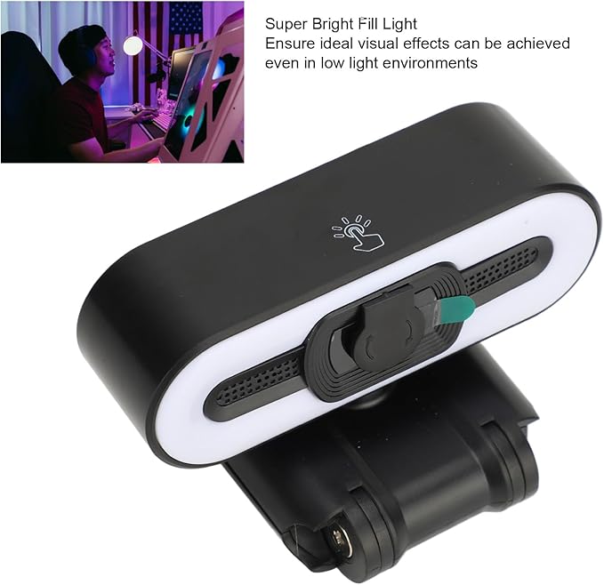 GOWENIC 4K Webcam 3840x2160p USB Camera with Built in Microphone, Super Bright Fill Light, Auto Beauty Feature, USB 2.0 Webcam for Laptop, PC, Monitor