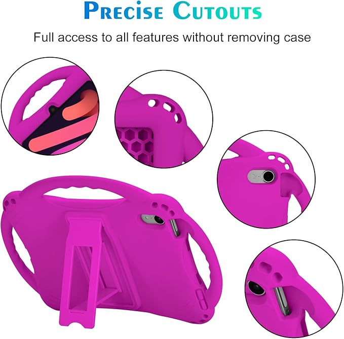 TopEsct Kids Case for iPad mini 7 (A17 Pro) 2024 /iPad Mini6 2021, Shockproof Silicone Cover with Handle Stand for 8.3" iPad mini 6th/7th Gen,Purple