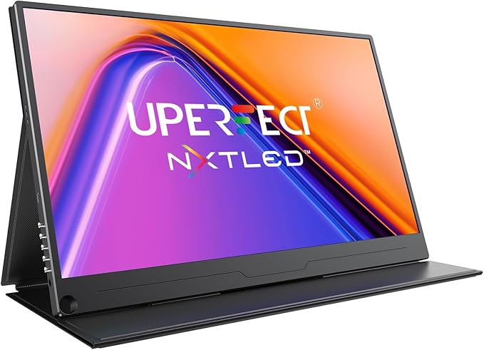 UPERFECT Portable Monitor 15.6”, NxtLED™ Eye Care Laptop Monitor, 125% sRGB 1080P, Flicker-Free Low Blue Light Display, USB-C & HDMI & VESA, Travel Second Screen for Computer, Mini PC, Game Consoles