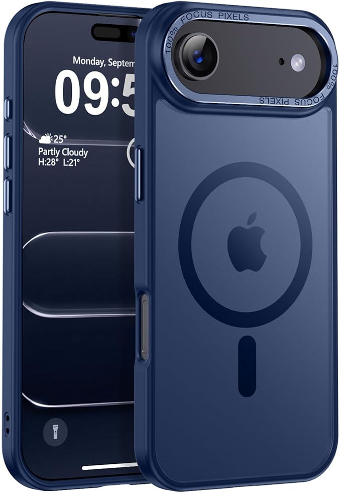 Newfuture Magnetic for iPhone Air Case [Compatible with Magsafe] [Military Grade Drop Protection] Translucent Matte Anti-Scratch Shockproof Protective Phone Cover 6.5 Inch, Navy Blue