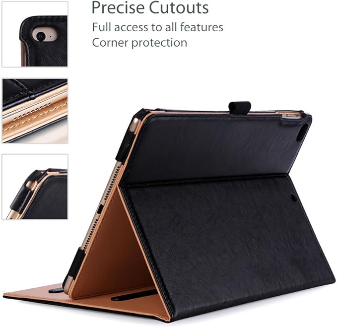 ProCase for iPad 9.7 Inch iPad 6th/5th Generation Case 2018 2017/iPad Air 2/Air 1 Case, Premium Leather Folio Corner Protection Multi-Angle Viewing Stand Cover with Front Pocket Pen Loop -Black