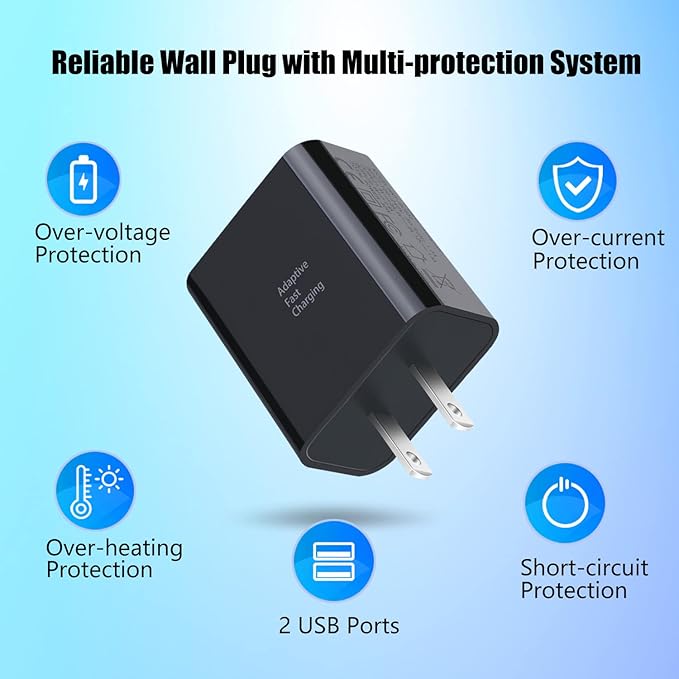 Dual USB Wall Charger, Costyle 3 Pack 30W 2 Ports Adaptive Fast Charging Block Quick Fast Charger 3.0 & 5V 2.4A Wall Plug Compatible iPhone 13 12 11 XS Max,Galaxy A16 S10 S9,Note 9 10,Pixel (Black)