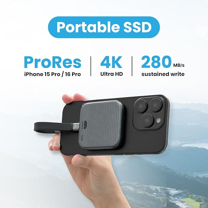 LinkMore 512GB Magnetic External Portable SSD – 950MB/s Read – for ProRes 4K – Phone SSD Compatible with MagSafe, USB-C, USB-A, iPhone 15/16, Mac, PC (NR P100)