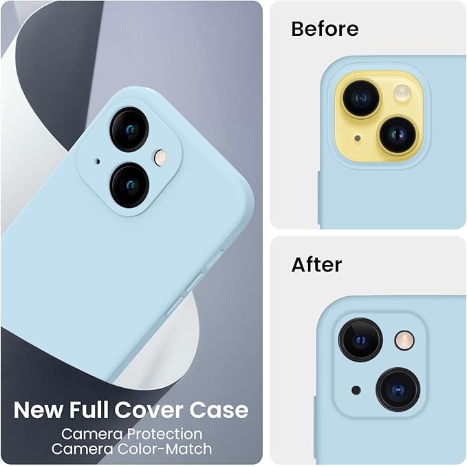 FireNova Designed for iPhone 14 Case, Silicone Upgraded [Camera Protection] Phone Case, Soft Anti-Scratch Microfiber Lining Inside, 6.1 inch, Sky Blue