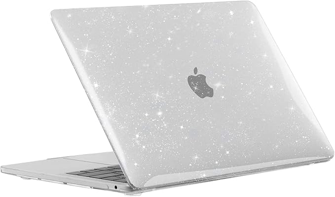EooCoo Hard Case Compatible with MacBook Air 13.3 inch M1 Chip 2021-2018 with Retina Display, Air 13.3 inch Plastic Protective Case + Transparant Keyboard Cover + Screen Protector, Sparkly Clear