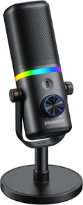 Aokeo Microphone for PC, AK-10 USB/XLR Dynamic Desktop Microphone for Gaming,Podcast,Streaming with RGB Light,Volume Control,Mute Button,Noise Reduction