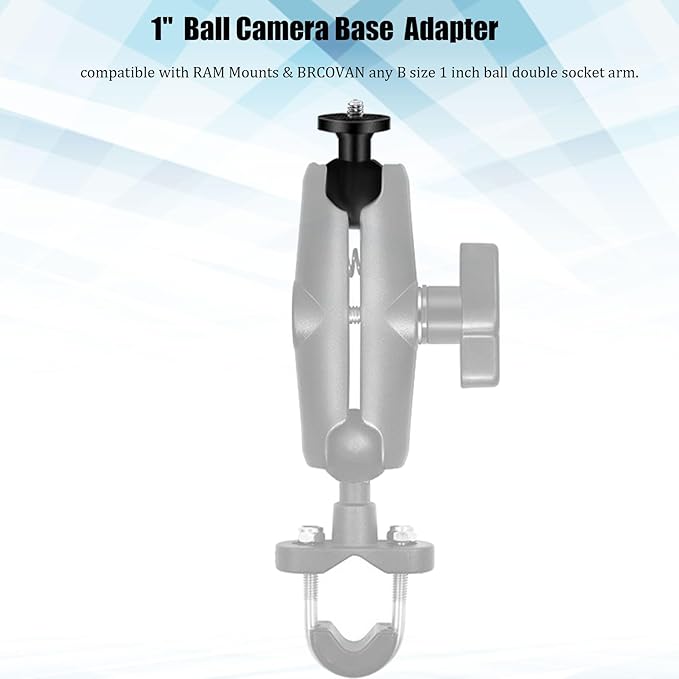 2PC Aluminum Alloy 1" Ball Mount Adapter with 1/4"-20 Threaded Stud for Insta360 One X3, X2, X, R, RS, GoPro, DJI OSMO Action Camera ,Compatible with RAM Ball Head Mounts B Size Double Socket Arm
