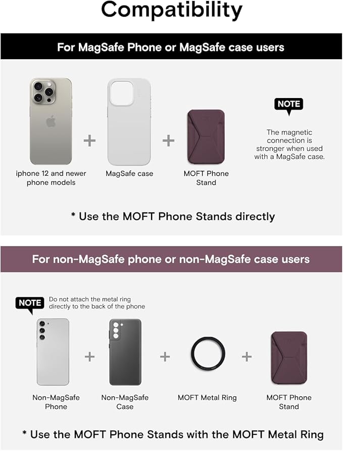 MOFT Magnetic Wallet Stand Compatible with iPhone 17/16/15/14/13/12 Series, Angle Adjustment & Magsafe Compatible MOVAS Phone Stand,BlackBerry