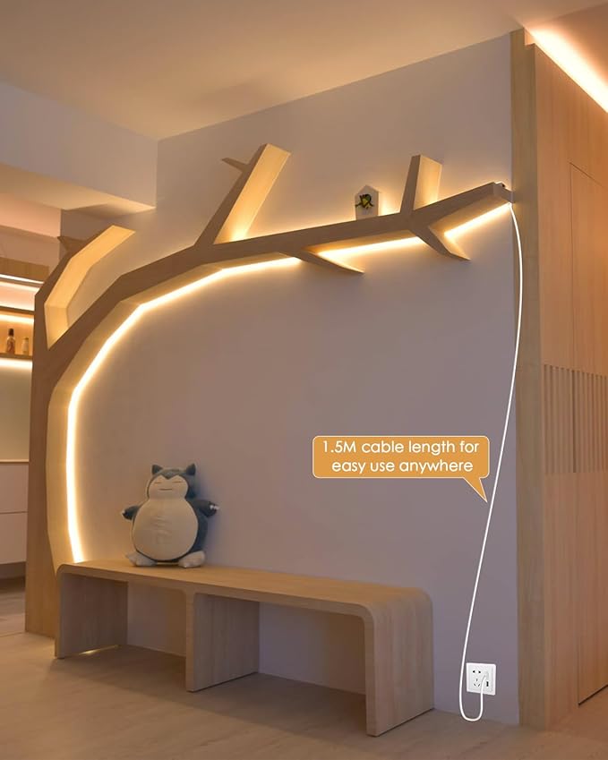 Aclorol USB COB LED Strip Lights Warm White LED TV Backlight 5V 3000K Dimmable LED Flexible Strip Light 9.84FT 960LEDS with 1.5M USB Cable for Bedroom Monitor Showcase Cabinet DIY Lighting CRI85+