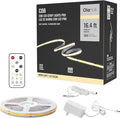 16.4ft COB LED Strip Light with Remote, 3000K Ra93+ Dimmable Bright Warm White Led COB Strip Light, White Continuous Led Strip Light for Mirror, Stair, Cabinet, Room