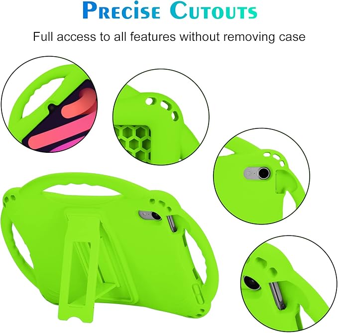 TopEsct Kids Case for iPad mini 7 (A17 Pro) 2024 /iPad Mini6 2021, Shockproof Silicone Cover with Handle Stand for 8.3" iPad mini 6th/7th Gen,Green