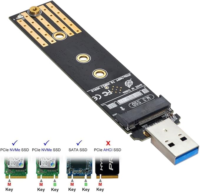 chenyang M.2 to USB 3.1 Adapter,NVME M-Key M.2 NGFF SATA SSD to USB 3.0 Type A Converter Adapter RTL9210B Chipset