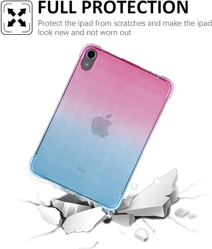 Translucent Case for iPad mini 7 A17 Pro 2024 & iPad mini 6 2021, Frosted Back Soft TPU Shockproof Matte Clear Silicone Bumper Shell for iPad mini 7th/6th Generation 8.3 inch, Pink & Green